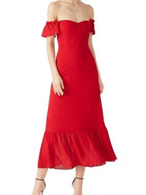 NWT Reformation Women's Butterfly Midi Dress in Cherry Red Size 12